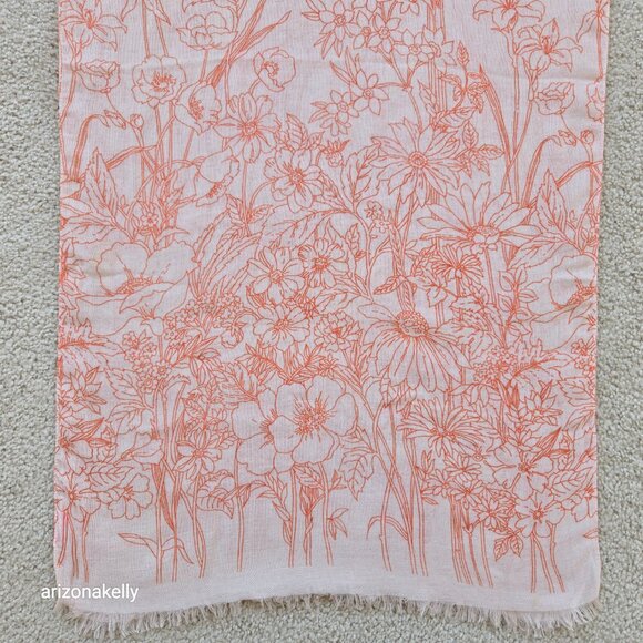 Vintage Echo Oblong Scarf Floral Outline 70's Vibes - Picture 3 of 10